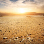 Sandy desert in Egypt at the sunset
